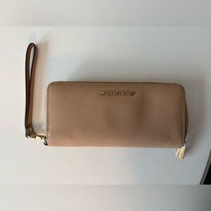 Michael Kors Beige Zip-Around Wristlet
